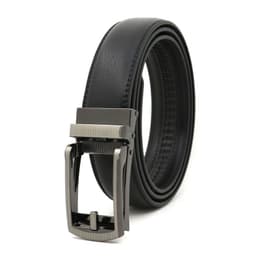 image-Genuine Leather Automatic Buckle Men's Belt - Bright Brown, 120cm