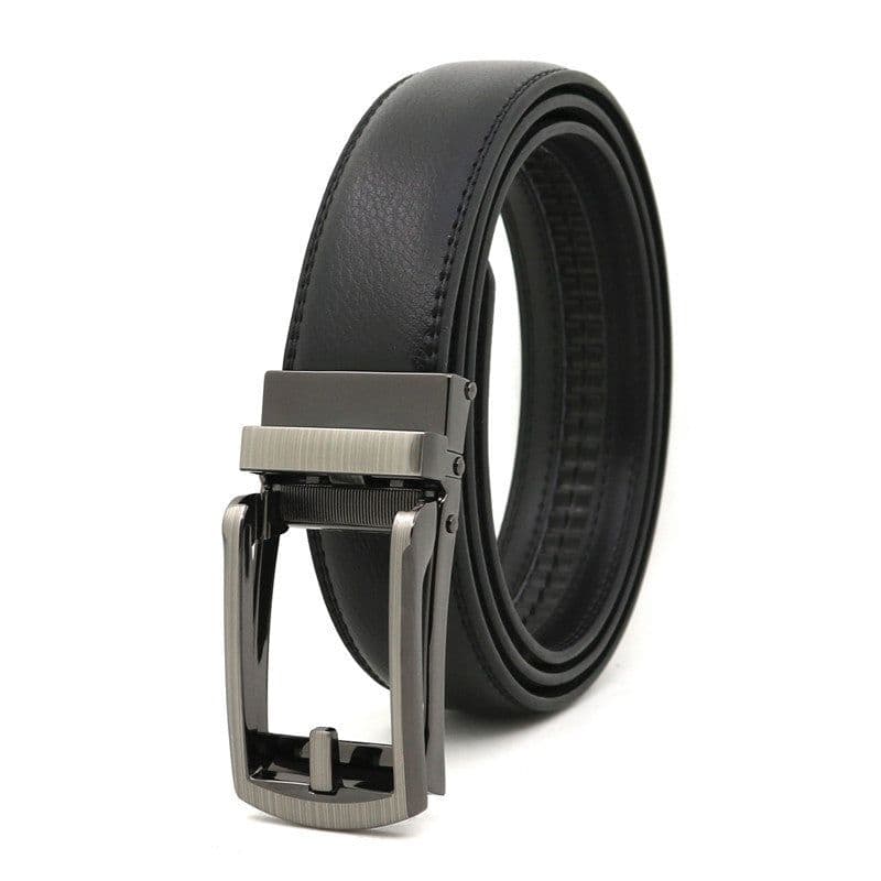 image-Genuine Leather Automatic Buckle Men's Belt - Bright Brown, 120cm