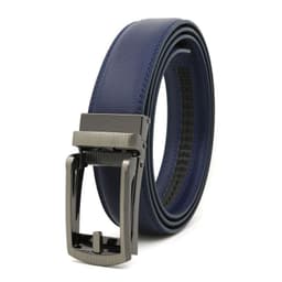 image-Genuine Leather Automatic Buckle Men's Belt - Bright Brown, 120cm