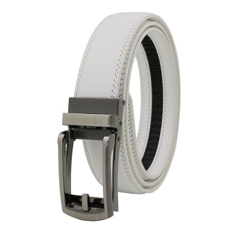 image-Genuine Leather Automatic Buckle Men's Belt - Bright Brown, 120cm