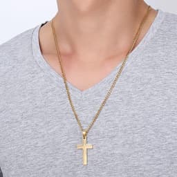 image-Classic Cross Necklace Men's Pendant Fashion Stainless Steel Jewelry
