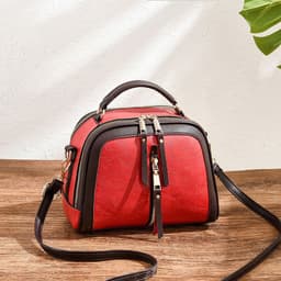 image-Shichen Messenger Bag - Black PU Oval Retro