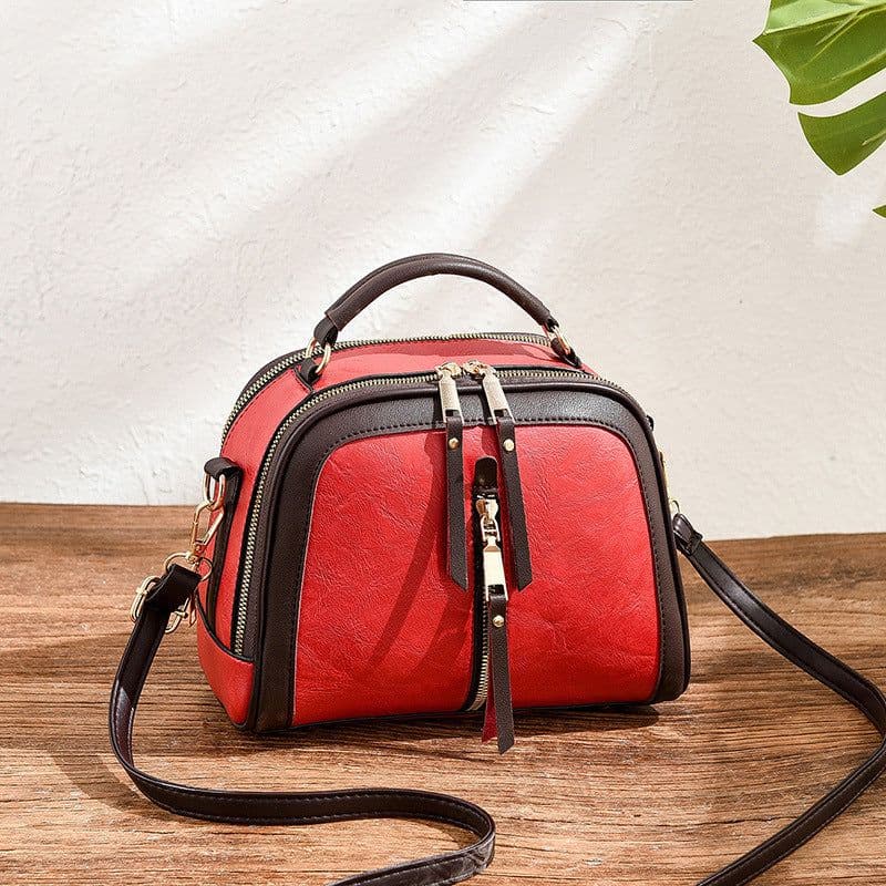 image-Shichen Messenger Bag - Black PU Oval Retro