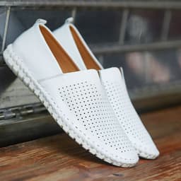 image-Men's Leather Slip-On Shoes - Brown Casual Driver