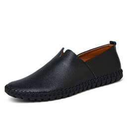 image-Men's Leather Slip-On Shoes - Brown Casual Driver