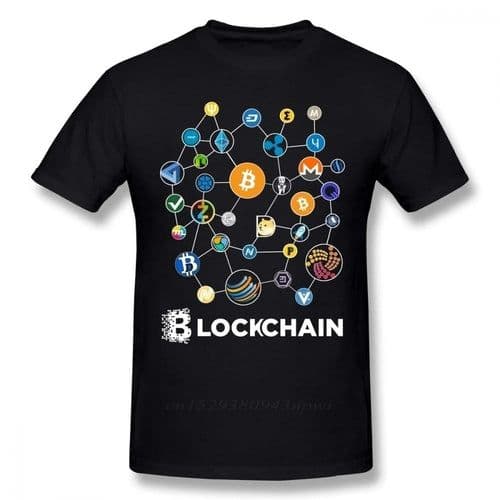image-Blockchain BitCoin Litecoin Ripple Ethereum Cryptocurrency T Shirt For