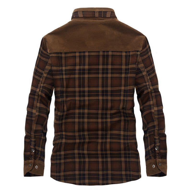 image-Winter Jacket Men Thicken Warm Fleece Jackets Coats Pure Cotton Plaid Jacket Military Clothes