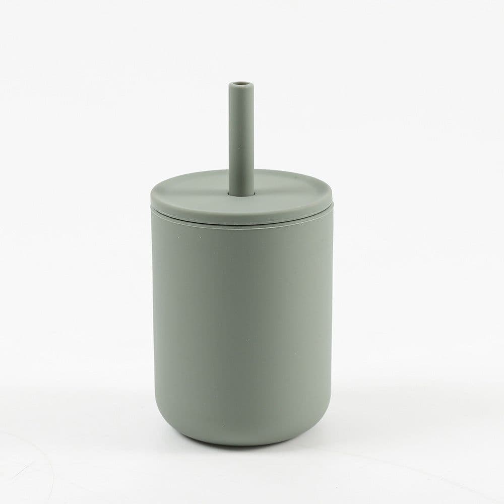 image-210ml Silicone No-spill Cup Baby Lid Straw Water Cup
