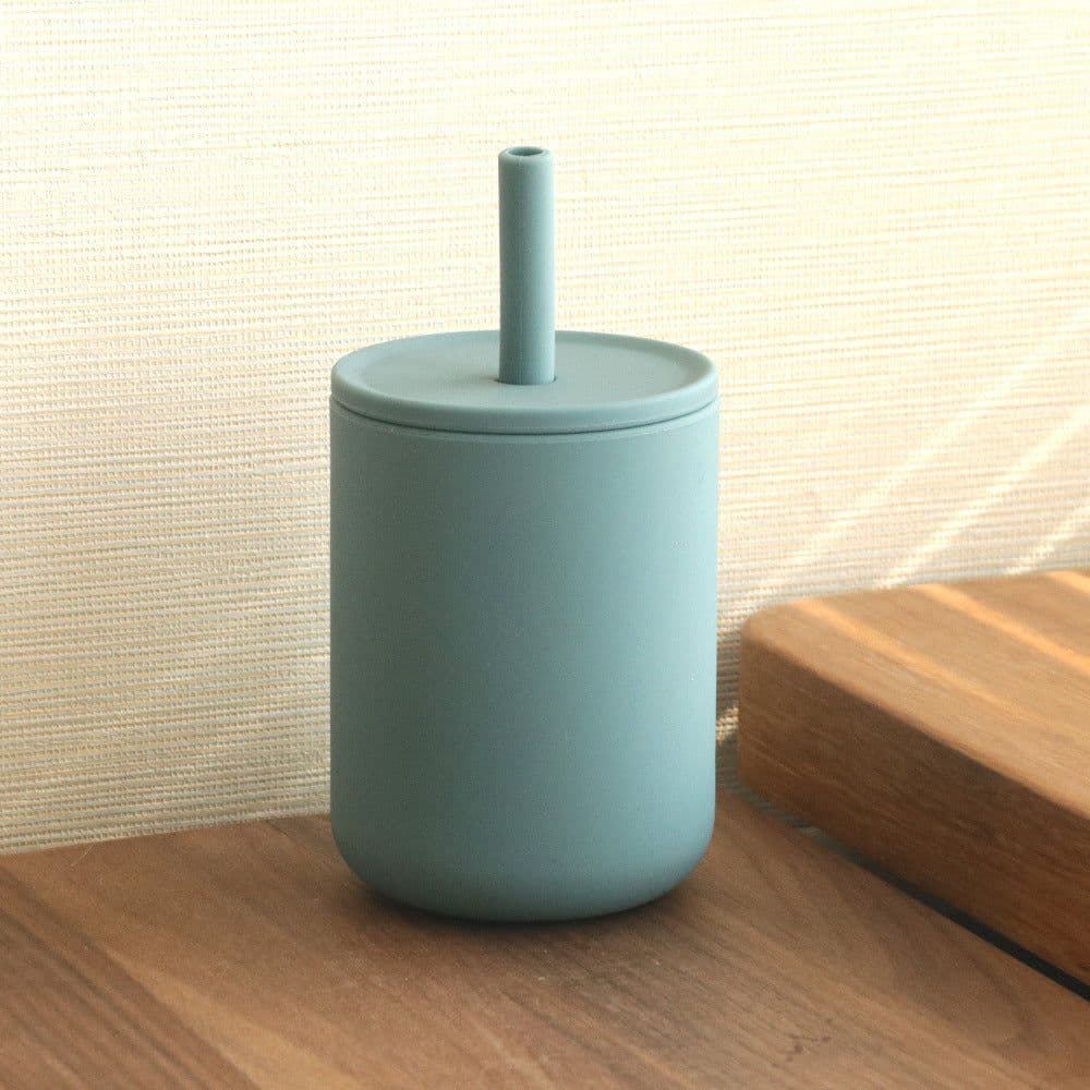 image-210ml Silicone No-spill Cup Baby Lid Straw Water Cup