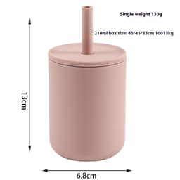 image-210ml Silicone No-spill Cup Baby Lid Straw Water Cup
