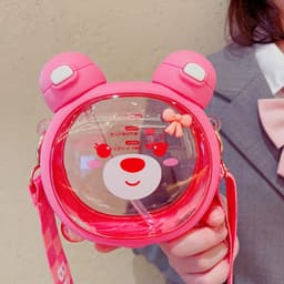 image-Net Celebrity Double Drink Straw Cup Children's Water Cup Plastic Cup Baby Kettle
