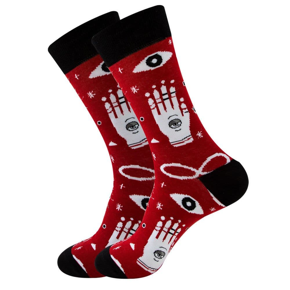 image-Men's Geometric Fruit Socks, Unisex Mid-Tube, Cotton 70%