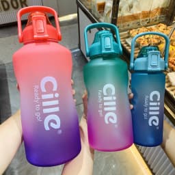 image-Plastic Water Cup, Large Capacity Gradient Cup, Outdoor Sports Fitness Water Bottle, Portable Cup