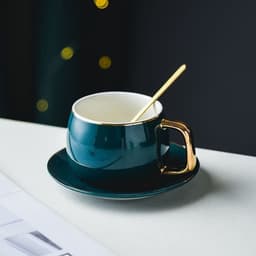 image-Ice American Cup Ceramic Coffee Cup Saucer Set Afternoon Tea Cup Household Water Cup Simple