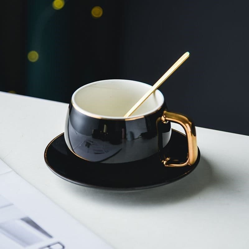 image-Ice American Cup Ceramic Coffee Cup Saucer Set Afternoon Tea Cup Household Water Cup Simple