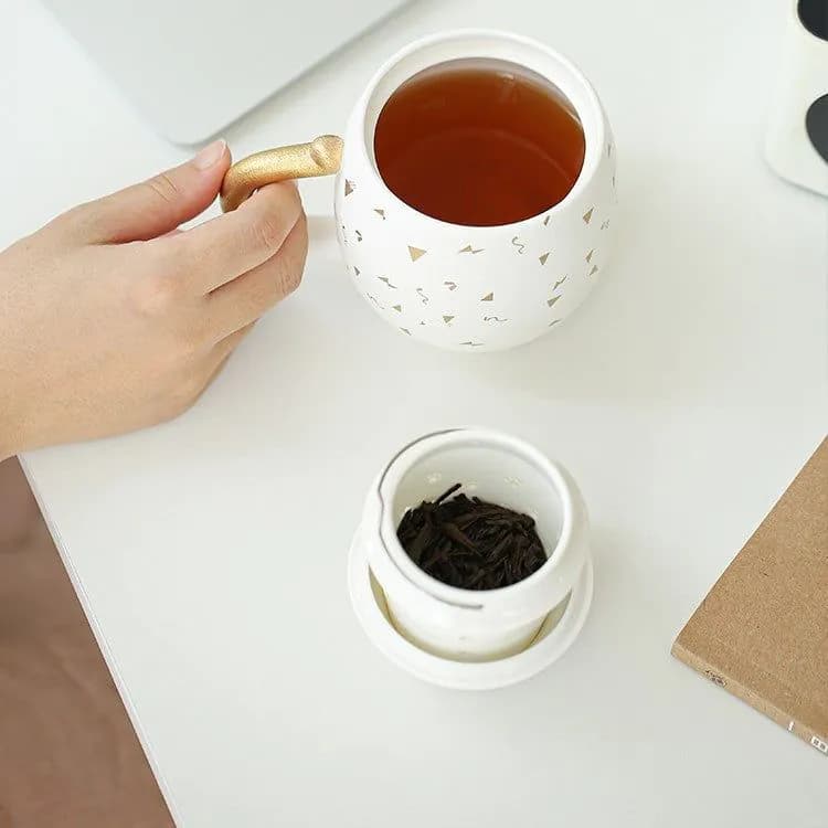 image-Ceramic Mug With Filtered Water Cup