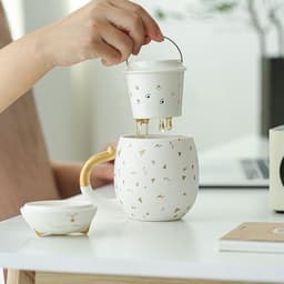 image-Ceramic Mug With Filtered Water Cup