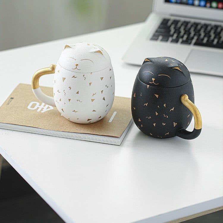 image-Ceramic Mug With Filtered Water Cup