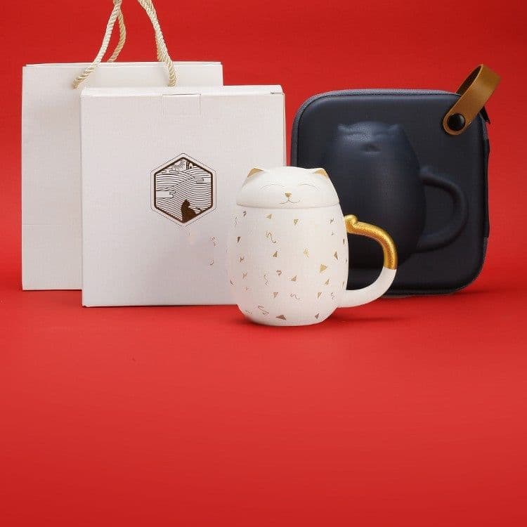image-Ceramic Mug With Filtered Water Cup