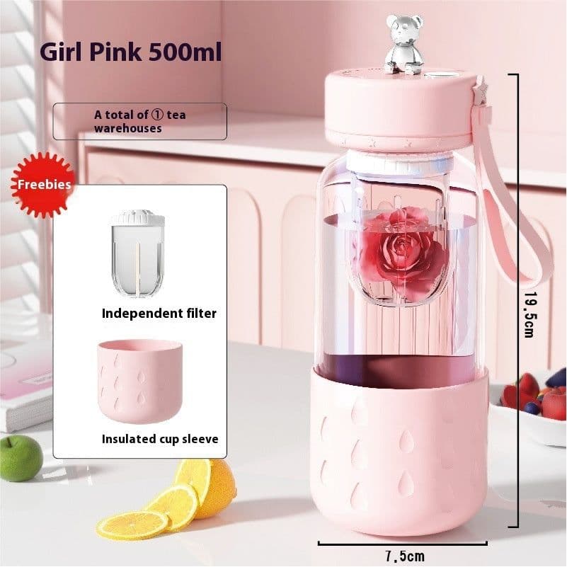 image-Tea Water Separation Magnetic Glass Water Cup Sealed Without Leakage Glass Tea Water Cup Infuser Tumbler Drinkware Water Bottle With Tea Filter