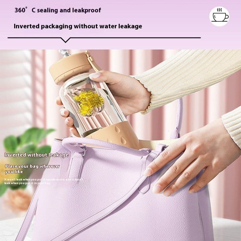 image-Tea Water Separation Magnetic Glass Water Cup Sealed Without Leakage Glass Tea Water Cup Infuser Tumbler Drinkware Water Bottle With Tea Filter