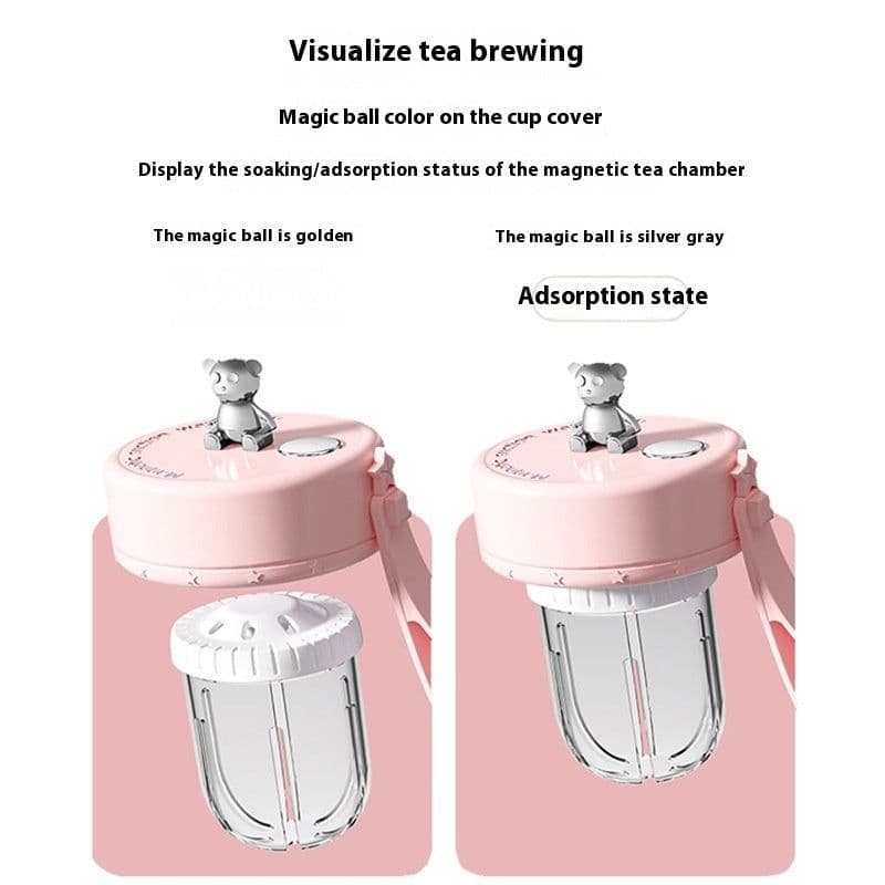 image-Tea Water Separation Magnetic Glass Water Cup Sealed Without Leakage Glass Tea Water Cup Infuser Tumbler Drinkware Water Bottle With Tea Filter