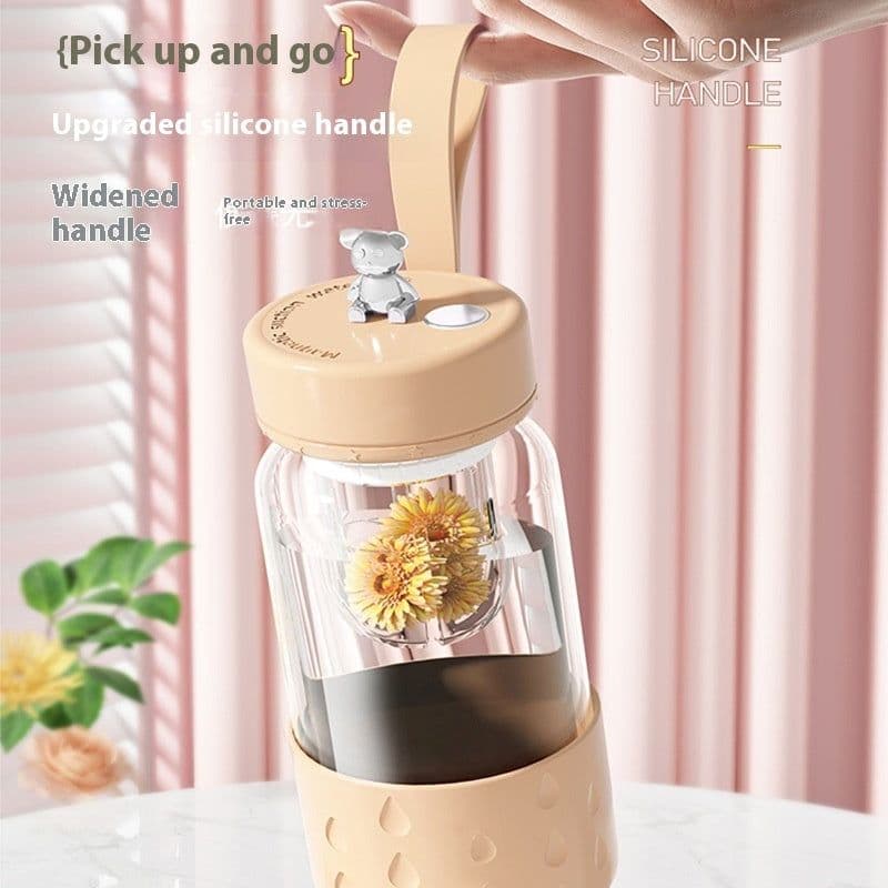 image-Tea Water Separation Magnetic Glass Water Cup Sealed Without Leakage Glass Tea Water Cup Infuser Tumbler Drinkware Water Bottle With Tea Filter