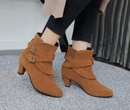 image-Winter Autumn Leather Casual Women High Heels Pumps Warm Ankle Boots