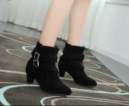image-Winter Autumn Leather Casual Women High Heels Pumps Warm Ankle Boots