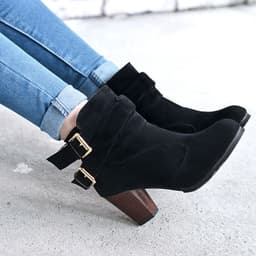 image-Winter Autumn Leather Casual Women High Heels Pumps Warm Ankle Boots