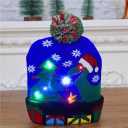 image-LED Christmas Hat Sweater Knitted Beanie Christmas Light Up Knitted Hat Christmas Gift Kids Xmas New Year Decorations