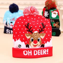image-LED Christmas Hat Sweater Knitted Beanie Christmas Light Up Knitted Hat Christmas Gift Kids Xmas New Year Decorations
