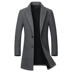 image-Men's long coat woolen coat trench coat