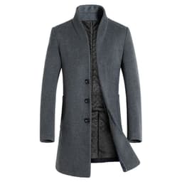 image-Men's long coat woolen coat trench coat
