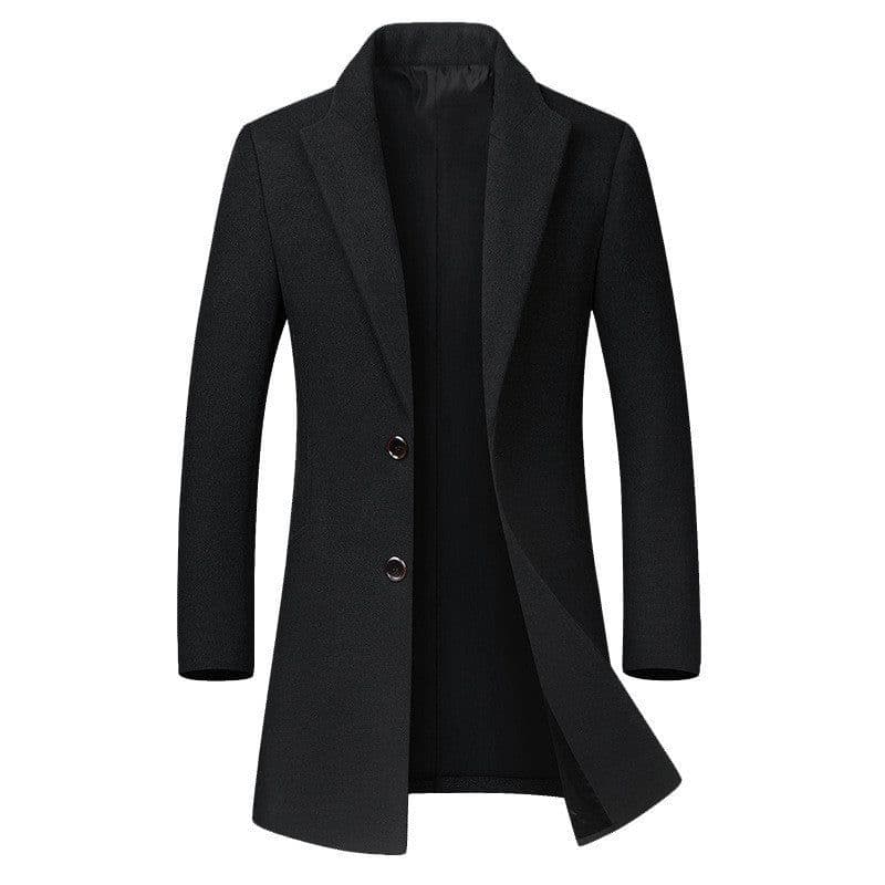 image-Men's long coat woolen coat trench coat