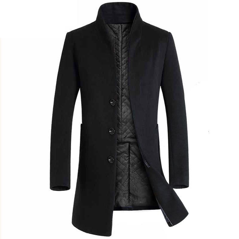 image-Men's long coat woolen coat trench coat