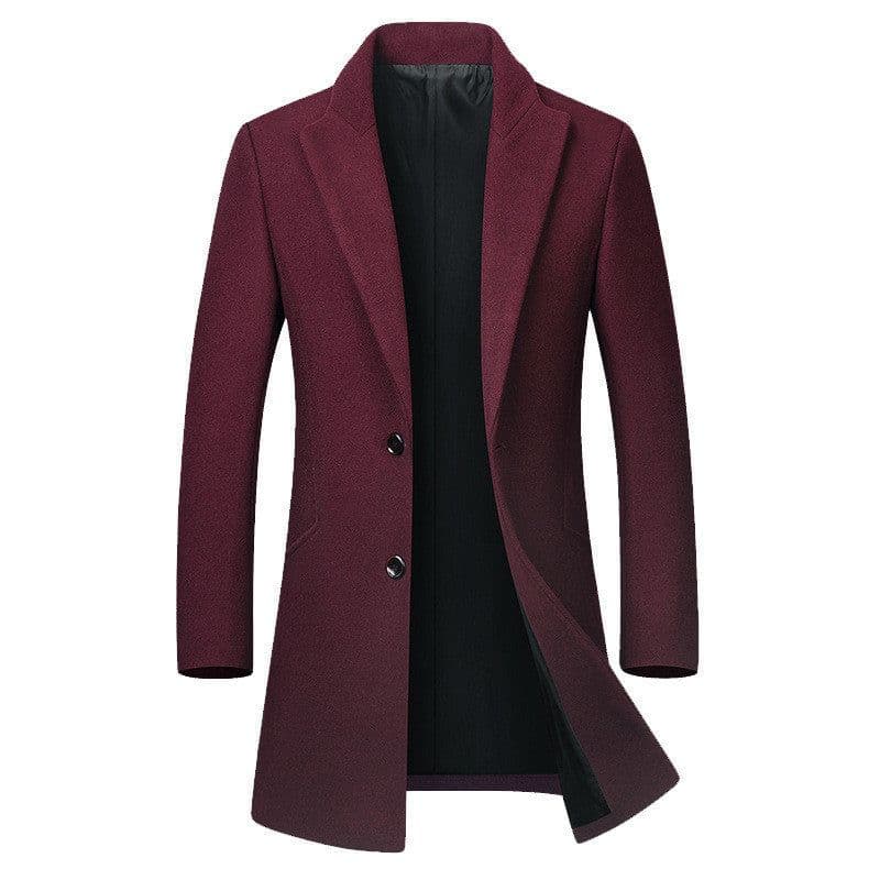 image-Men's long coat woolen coat trench coat