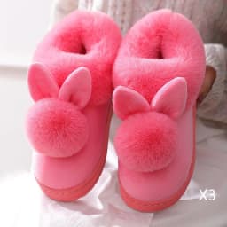 image-Autumn Winter Cotton Slippers Fur Rabbit Home Warm Thick Bottom Indoor Cotton Shoes Womens Slippers Cute Fluffy Cat Slippers