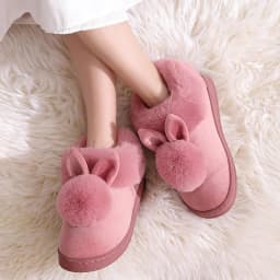 image-Autumn Winter Cotton Slippers Fur Rabbit Home Warm Thick Bottom Indoor Cotton Shoes Womens Slippers Cute Fluffy Cat Slippers