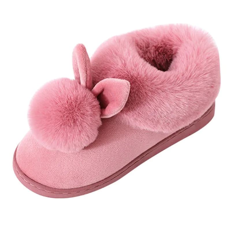 image-Autumn Winter Cotton Slippers Fur Rabbit Home Warm Thick Bottom Indoor Cotton Shoes Womens Slippers Cute Fluffy Cat Slippers