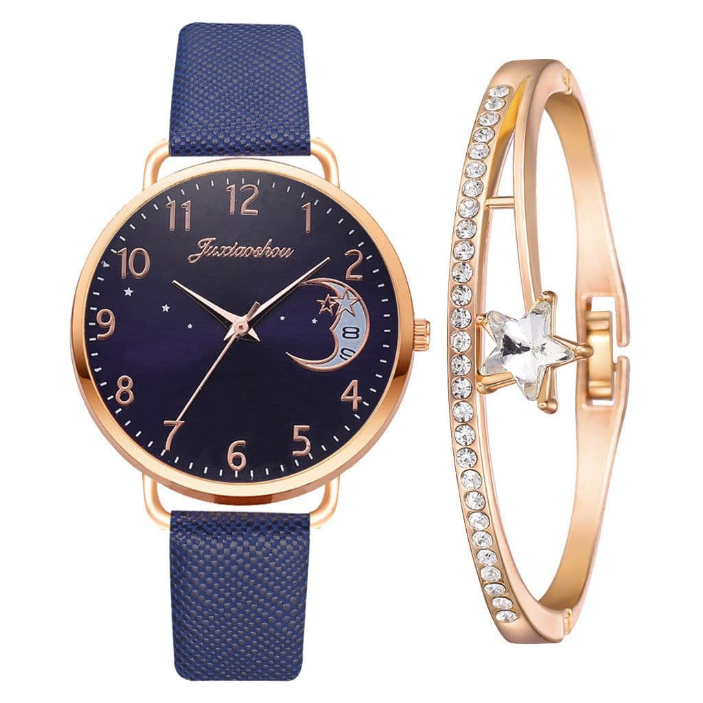 image-Lovely Moon Pattern Quartz Watch for Women With Strap Dial Ladies Wristwatch Montre Femme Relogio Feminino Reloj Mujer Drop Ship