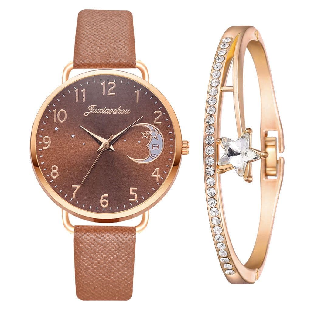 image-Lovely Moon Pattern Quartz Watch for Women With Strap Dial Ladies Wristwatch Montre Femme Relogio Feminino Reloj Mujer Drop Ship