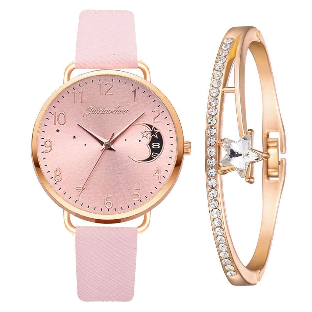 image-Lovely Moon Pattern Quartz Watch for Women With Strap Dial Ladies Wristwatch Montre Femme Relogio Feminino Reloj Mujer Drop Ship