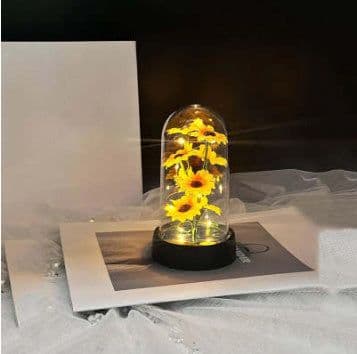 image-Enchanted Forever Rose Flower in Glass LED Light Christmas Decoration