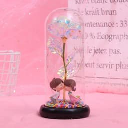 image-Enchanted Forever Rose Flower in Glass LED Light Christmas Decoration