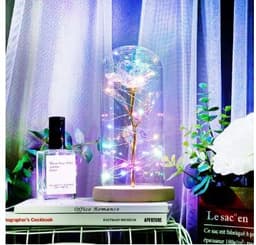 image-Enchanted Forever Rose Flower in Glass LED Light Christmas Decoration