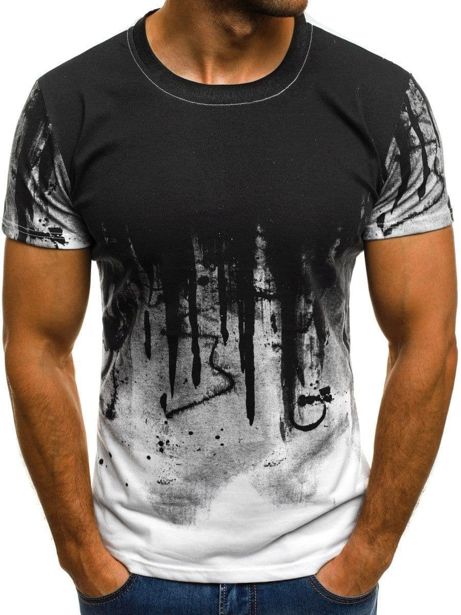 image-E-BAIHUI Men Fitness Compression T-Shirt Casual Cotton Black And Red Gradient High Quality Slim Shirt Men Fashion Tee Tops CG002