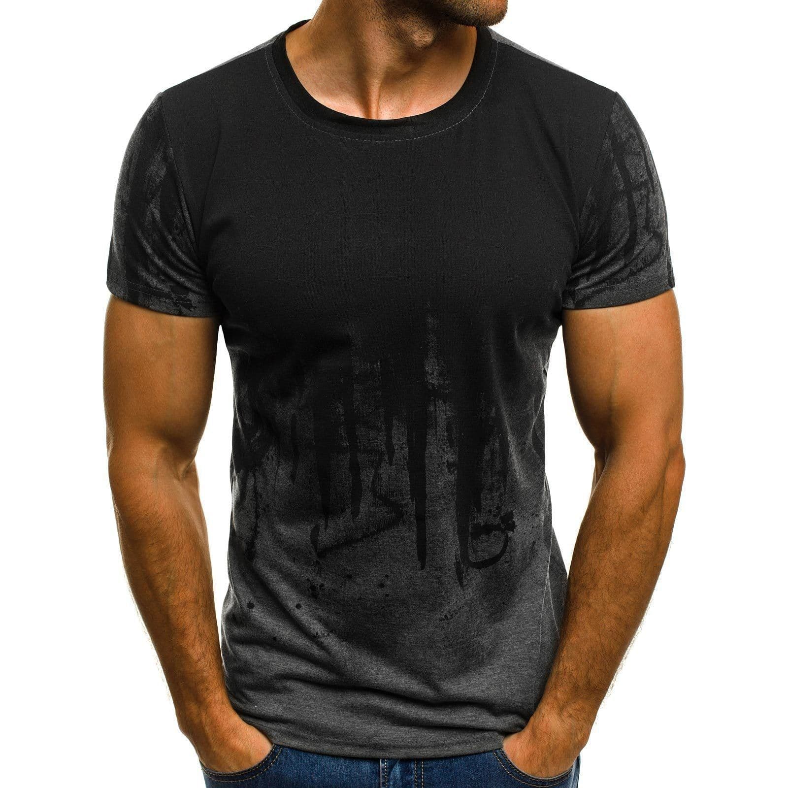 image-E-BAIHUI Men Fitness Compression T-Shirt Casual Cotton Black And Red Gradient High Quality Slim Shirt Men Fashion Tee Tops CG002