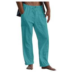 image-Men's Linen Casual Drawstring Loose Pants