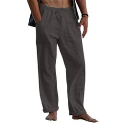 image-Men's Linen Casual Drawstring Loose Pants